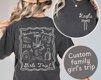 Custom Girls Trip Shirts, Personalized Family Vacation Tees, 2026 Mother Daughter Friends Travel T-Shirt