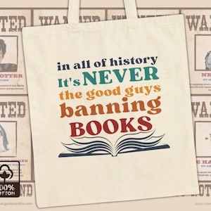 Banned Books Book Bag, Retro Rainbow Book Bag, National Reading Month, National Library Day, Librarian Gift, Banned Book Week
