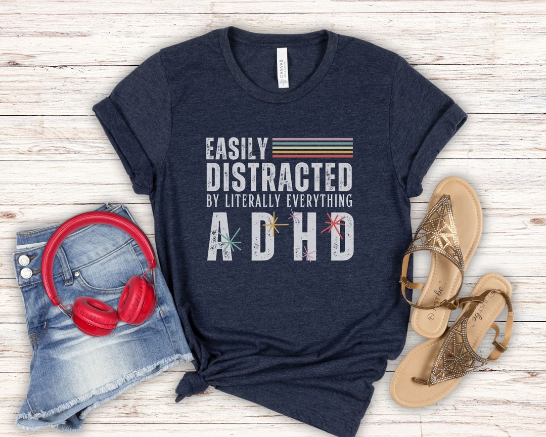 ADHD T-shirt, Retro Rainbow ADHD Adult Shirt, Neurodiversity Awareness ...