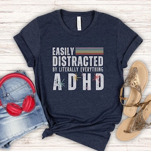 ADHD T-shirt, Retro Rainbow ADHD Adult Shirt, Neurodiversity Awareness Teacher Crewneck, Neuro Spicy Gift Idea, Funny ADHD Tee