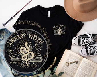 Witchy Library T Shirt, Spooky Season Tshirt, Halloween Library Witch Shirt, Book Lover Gift, Serpent Shirt, Snake Book, Witch Vibes