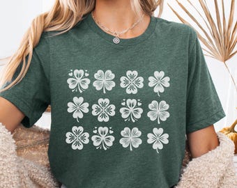 Camiseta de tréboles de la suerte, camiseta irlandesa de trébol para el Día de San Patricio, camiseta de San Patricio, camiseta de la suerte para mujer, regalos irlandeses, camisetas para profesores