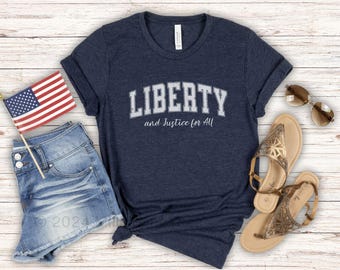 Liberty & Justice for All Shirt, Country Over Party Patriotic Tshirt, Blue Voter Activism Gift, Vote Democracy, Voting Apparel