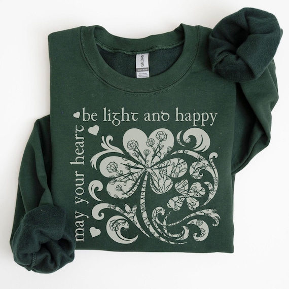 Irish Blessing Sweatshirt, St Patricks Day Shirt, Botanical Shamrock Sweatshirt, Womens St Pattys Day Lucky Sweater, Best Friend Gift