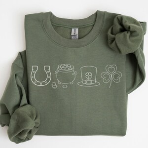 Sweat-shirt porte-bonheur mignon, chemise de la Saint-Patrick, chemise porte-bonheur pour la Saint-Patrick, trèfle à quatre feuilles, cadeau de la Saint-Patrick