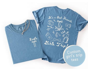 Custom Girls Trip Shirts, Personalized Friends Vacation Tees, Best-Friends Trip Matching Travel T-Shirts