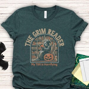 Horror Book Lover Shirt, Grim Reaper Horror TBR Halloween Tee, Thriller Readers Birthday Gift, Bookish Horror Gift, Best Friend Gift Idea