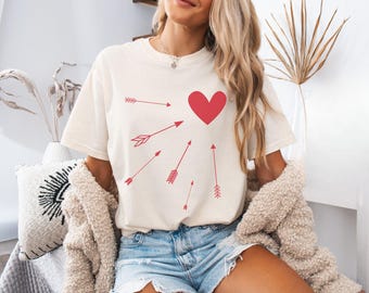 Comfort Colors® Valentine Tshirt, Cute Heart Shirt, V-Day Gift, Teacher Valentine Tee, Cupid Shirt, Oversized Love Crewneck T-Shirt