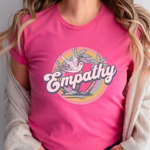 Retro Empathy Shirt, Nostalgic Rainbow Tshirt for Vacation, 70s Vintage Style Summer Palm Trees T Shirt, Cute Crewneck Tee