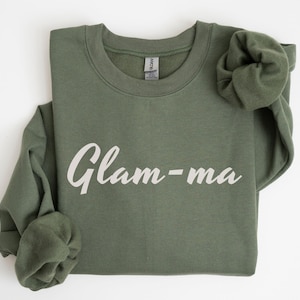 Glam-ma Sweatshirt, New Grandma Pregnancy Reveal Shirt, Announcement Gift, Funny Cool Grandma Gift, Mother&#39;s Day Grandmother Sweater