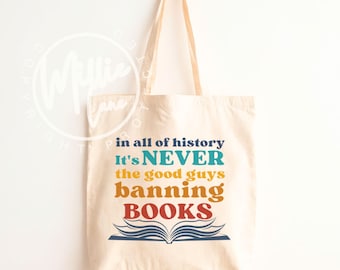 Banned Book Library Tote, Bookish Rainbow Reader Bag, Bookworm Gift, Book Ban Activism, Read Banned Books Tote
