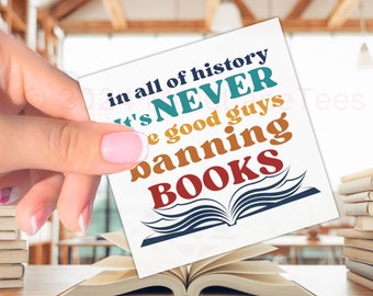Retro 80s Banned Books Laptop Sticker, Freedom to Read, Book Lover Sticker, Protest Stickers, Square Sticker for Notebooks