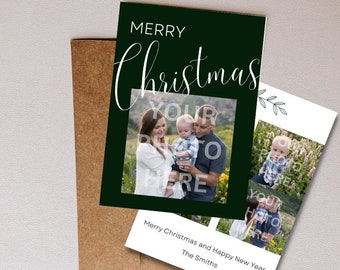 Holiday Christmas Card Template - Merry Christmas Green