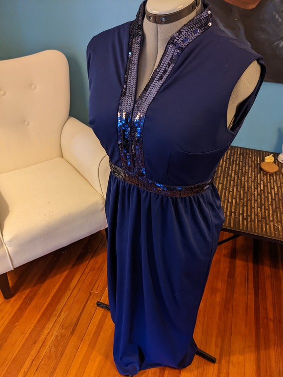 1960s Navy Blue Sparkle Gown - image 2