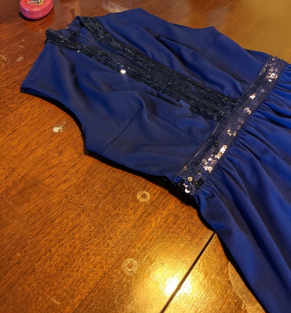 1960s Navy Blue Sparkle Gown - image 7
