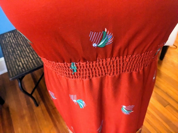 1970s Tropical Red Sundress - image 7