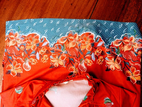 1970s Tropical Red Sundress - image 10