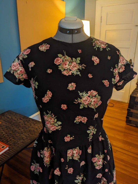 1980s Pink Roses Dress - image 2