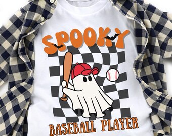 Custom kids Halloween baseball shirt  Halloween baseball tshirt Cute ghost tshirt gift for baseball player Halloween tee for baseball lover