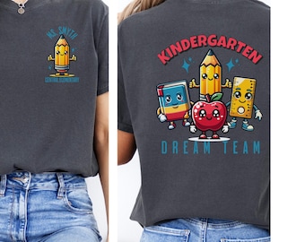 Personalized kindergarten teacher Grade level tshirt Comfort Colors Back to school First day tshirt Custom teacher name shirt Teacher gift