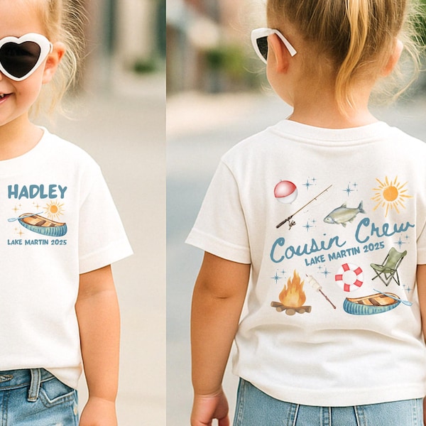 Custom cousin crew family lake trip shirt Kids lake vacation matching group tshirt Matching cousins 2025 lake crew personalized t shirt