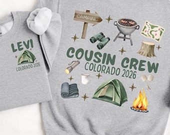 Cousin crew camping shirt Matching family camping trip sweatshirt Kid matching group vacation tshirt Sibling personalized shirt with name