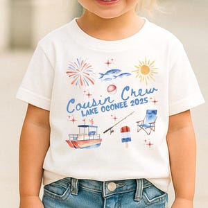 Cousin crew family July 4th lake trip shirt Fourth of July lake vacation matching group tshirt Matching cousins 2025 lake crew personalized