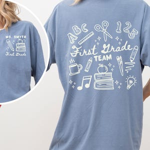 Custom first grade team teacher shirt Comfort Colors back to school matching 1st grade team tshirt Personalized first grade teacher gift