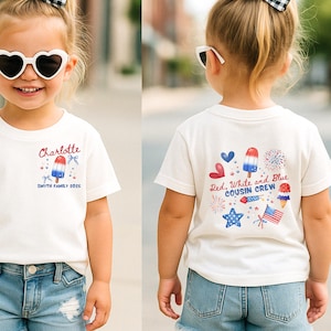 Custom cousin crew July 4th matching shirt Kids Fourth of July group tshirt Matching family cousins 4th of July 2025 personalized t shirt