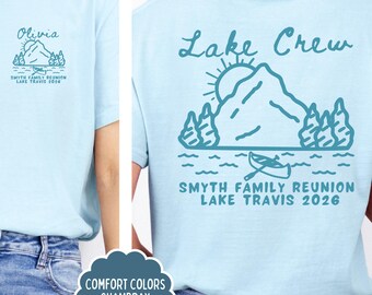 Custom family lake trip shirt, Comfort Colors matching group lake vacation t shirt, Personalized lake crew summer 2026, Girls trip tshirts