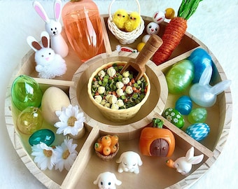 Easter sensory bin loose parts tinker tray, Kids Easter gift, Montessori, Sensory playdough kit, Resin letters, Open ended play, Fine motor