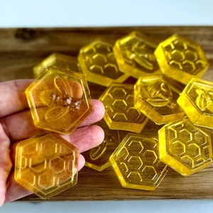 Bee loose parts Ten frame counters Sensory bin filler Montessori toy Educational activity Resin letters Playdough stampers Tinker tray