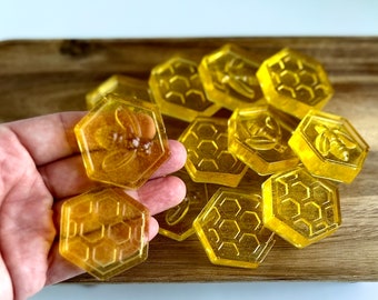 Bee loose parts Ten frame counters Sensory bin filler Montessori toy Educational activity Resin letters Playdough stampers Tinker tray