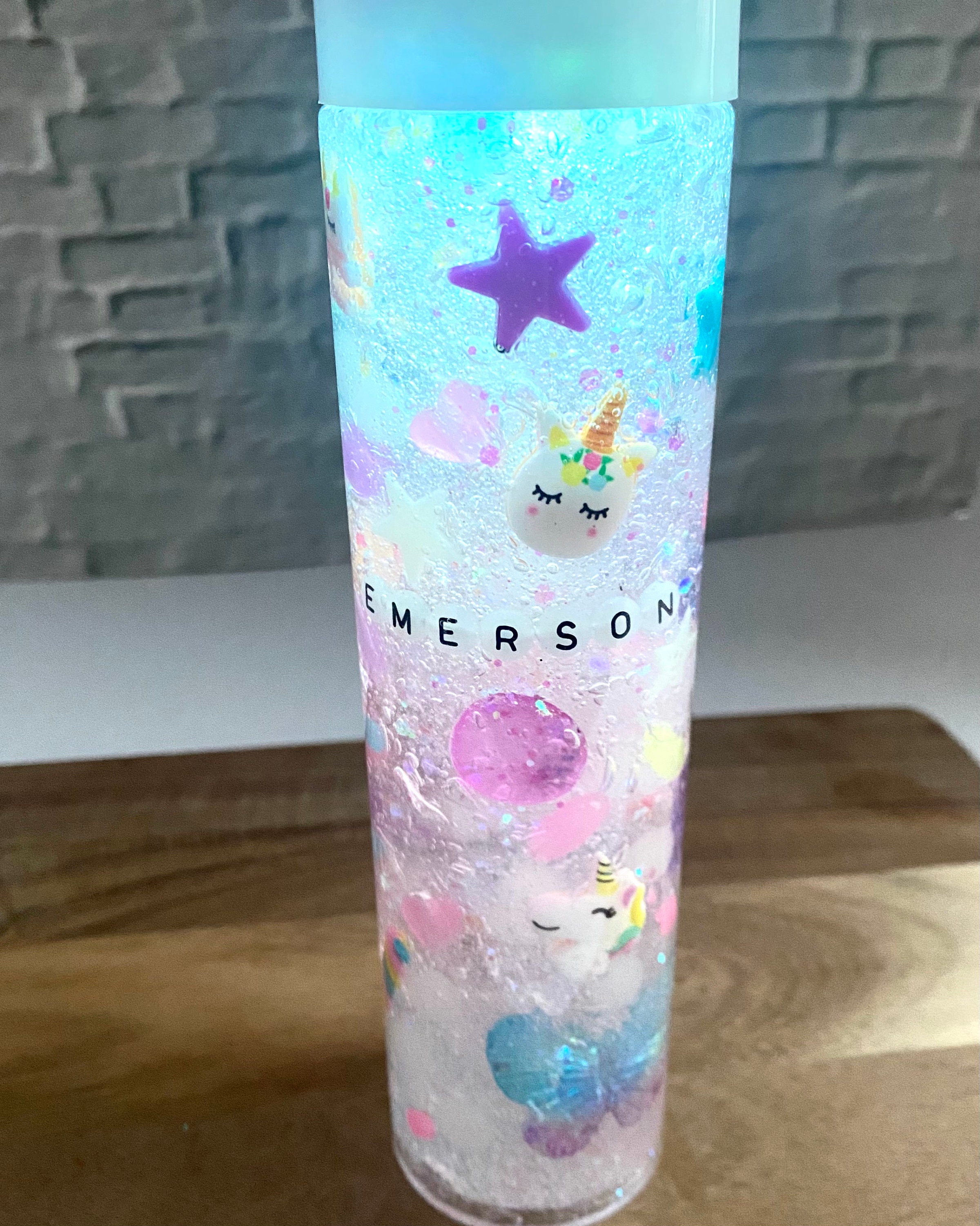 Personalized Gift Unicorns Sensory Bottle Anxiety Tool Occupational Therapy Autism Sensory Toy Calming Nightlight Kids Gift I Spy Bottle