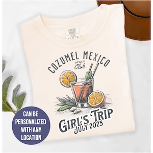 Comfort Colors girls trip vacation shirt Custom friend group beach trip t shirt Personalized vintage style drink tshirt Summer 2025 trip