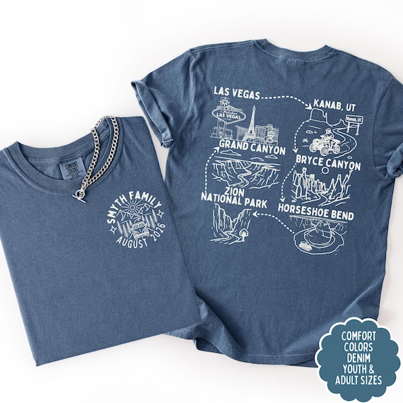 Comfort Colors road trip shirt, Custom family road trip sweatshirt with destinations, Friend group road trip souvenir keepsake