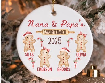Custom grandparent ornament with grandkid names, Personalized Christmas gift for Nana and Papa, Sentimental gift from grandchildren