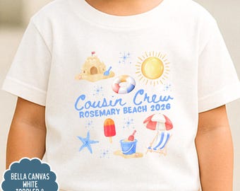 Custom cousin crew family beach trip shirt, Kids beach vacation matching group tshirt, Matching cousins 2026 beach crew personalized t shirt
