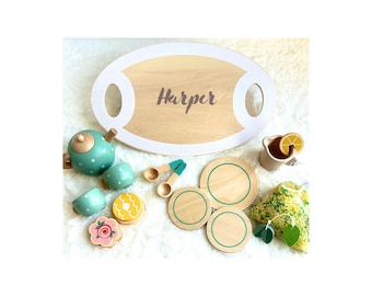 Personalized wooden tea set Montessori toy Occupational therapy Sensory bin Toddler gift for girl Fine motor skills Sensory toy Preschool