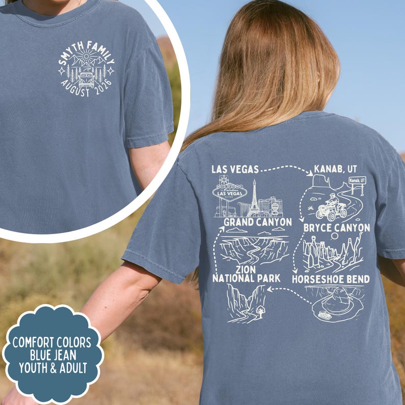 Comfort Colors road trip shirt, Custom family road trip sweatshirt with destinations, Friend group road trip souvenir keepsake image 4
