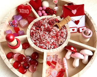 Valentines Day sensory bin loose parts tinker tray, Montessori, Sensory playdough kit, Resin letters, Fine motor, Kids gift, Open ended play