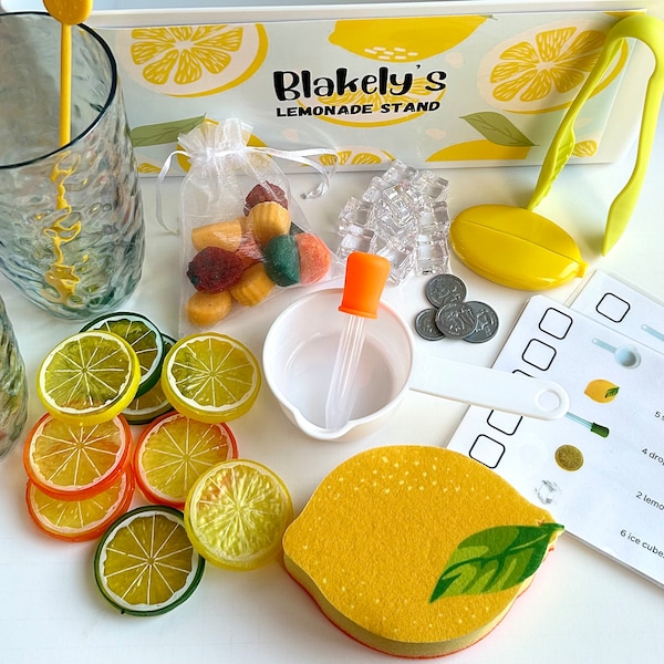 Personalized lemonade stand sensory kit, Fine motor skills, Sensory bin, Occupational therapy, Preschool and toddler toy, Open ended play