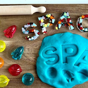Space loose parts tinker tray Ten frame counters Sensory bin filler Montessori Playdough stampers Sensory kit Open ended play Kids gift