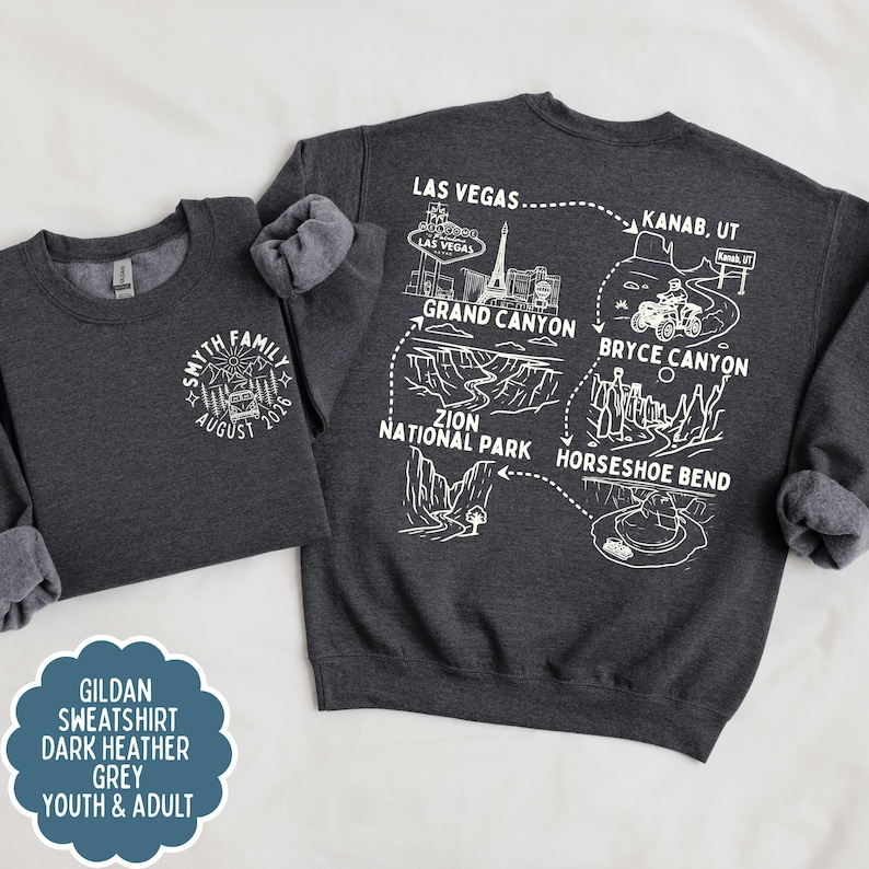 Comfort Colors road trip shirt, Custom family road trip sweatshirt with destinations, Friend group road trip souvenir keepsake image 3