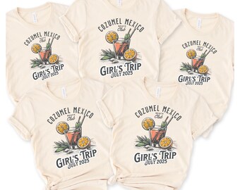 Comfort Colors girls trip vacation shirt Custom friend group beach trip t shirt Personalized vintage style drink tshirt Summer 2025 trip