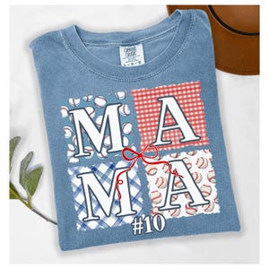 Personalized baseball mom shirt Comfort Colors tshirt Gift for baseball Mama with player number Mother’s Day gift Birthday gift for mom