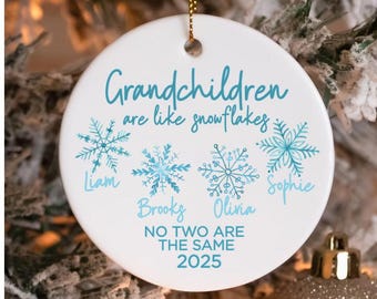 Custom grandparent ornament with grandkid names, Personalized Christmas gift for Nana and Papa, Sentimental gift from grandchildren
