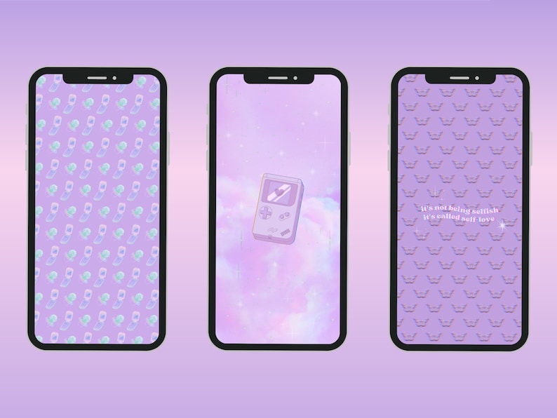 Y2K Purple Aesthetic Phone Wallpaper Pack, Cute Retro Aesthetic IOS ...