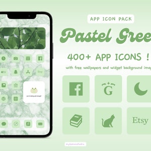 400+ Green Pastel Minimal Aesthetic App Icons, Sage IOS Icon Set, Android Icon Pack, Phone Widget and Wallpaper Backgrounds