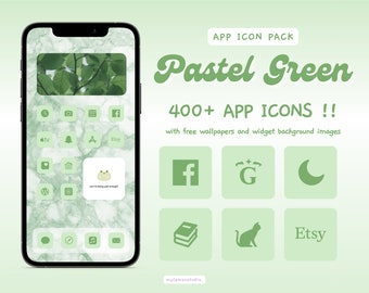 400+ Green Pastel Minimal Aesthetic App Icons, Sage IOS Icon Set, Android Icon Pack, Phone Widget and Wallpaper Backgrounds